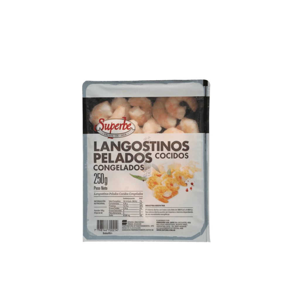 LANGOSTINOS PELADOS COCIDOS *250G SUPERBE 