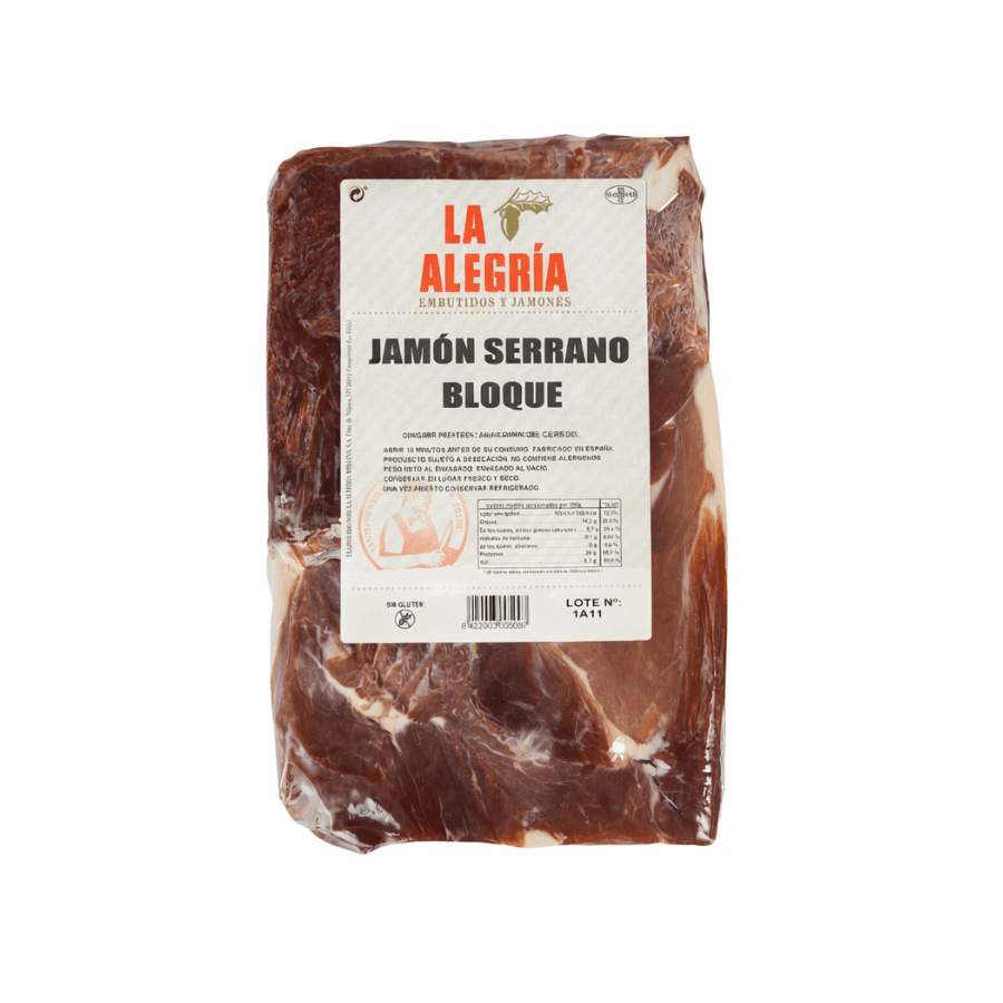 JAMON CRUDO DESHUESADO EN BLOQUE SERRANO PULIDO 10 MESES LA ALEGRIA * PESO 