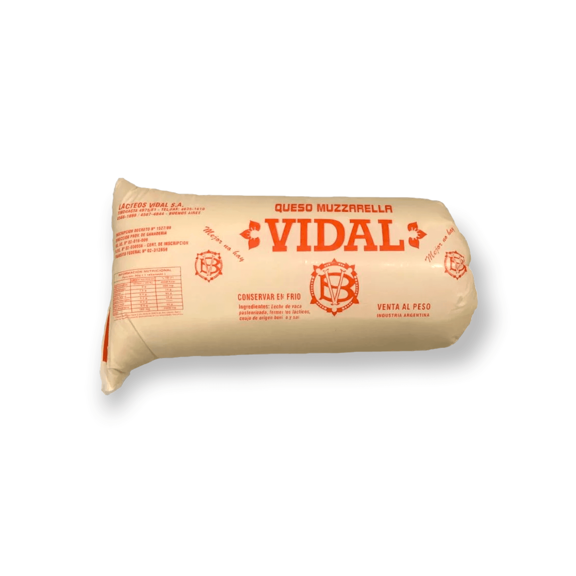 MOZZARELLA VIDAL CILINDRO *5KG * PESO 