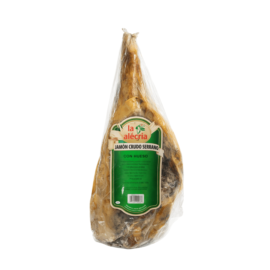  JAMON CRUDO CON HUESO DE 7 A 8 KG CAJA DE REGALO 10/12 MESES LA ALEGRIA