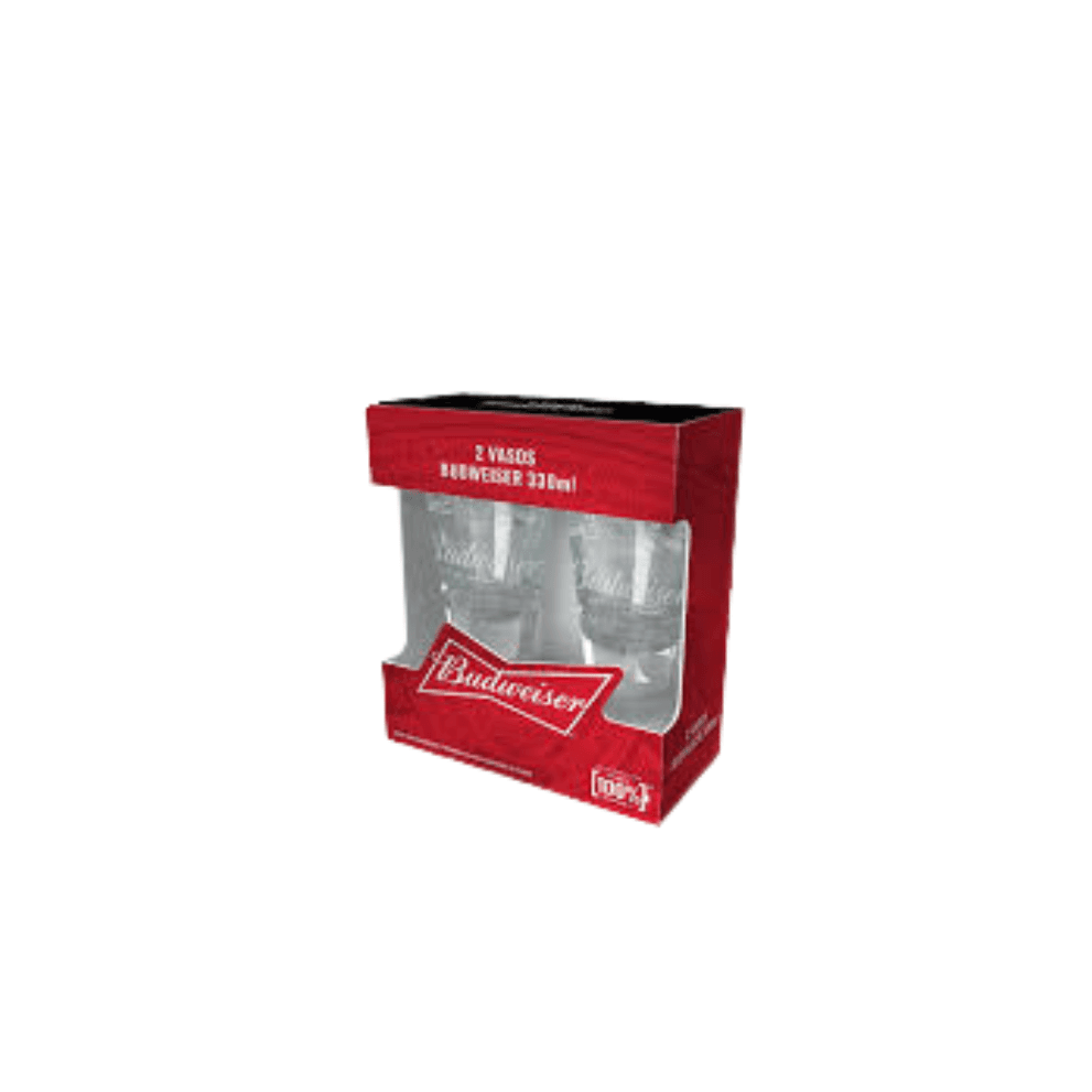 BUDWEISER TWOPACK X 2 VASOS VIDRIO