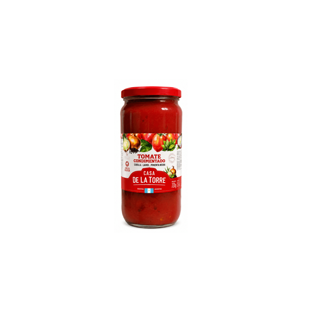 TOMATE  ENTERO CONDIMENTADO CON CEBOLLA  *750G CASA DE LA TORRE 